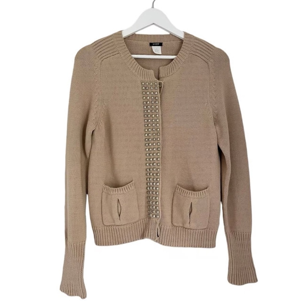 J. Crew Tan Cardigan with Studded Details
